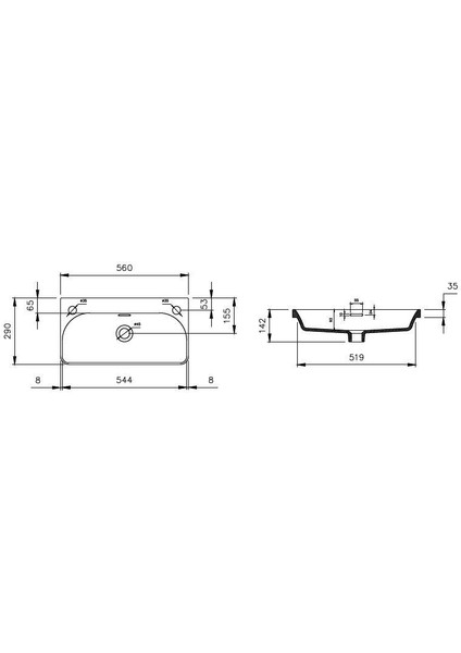 Bocchi Milano 56X29 cm Yarım Tezgah Lavabo 1527-001-0126 Beyaz fiyatları