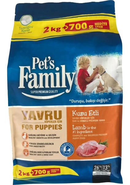 Pets Family Premium Kuzu Etli Yavru Köpek Maması 2700 G