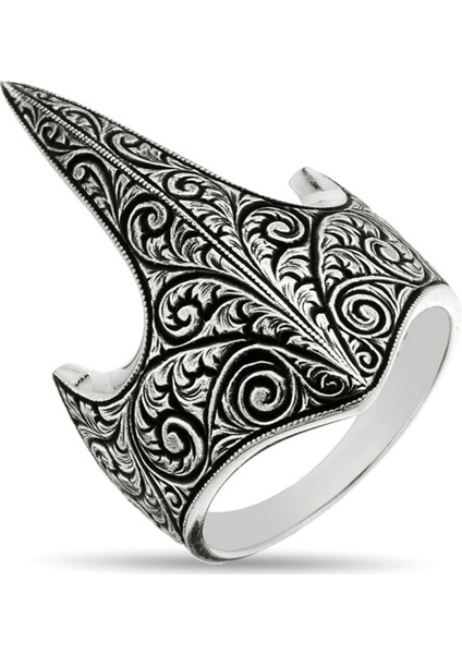 925 Ayar Gümüş Özel Tasarım Sivri Okçu Zihgir Yüzük