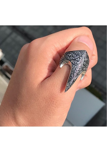 925 Ayar Gümüş Özel Tasarım Sivri Okçu Zihgir Yüzük indirimleri