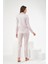 22447 Kadın Çizgili Düğmeli Pijama Takım 3