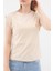 Bej Sıfır Yaka T-Shirt 3