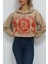 Kapüşonlu Baskılı Altı Kesik Içi Tüylü Sweatshirt Sütlükahve 2