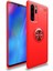 Huawei P30 Pro Yüzüklü Manyetik Ravel Kılıf Nano Ekran Koruyucu Full Setkırmızı 1