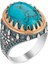 Turkuaz Firuze Taş Süslemeli Gümüş Erkek Yüzük 1