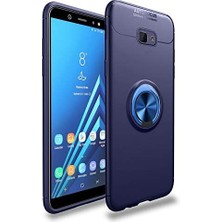 Kvy Samsung Galaxy  J4 Core (SM-J410F) Yüzüklü Manyetik Ravel Kılıf Mavi