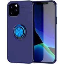 Kvy iPhone 12 Pro Max Yüzüklü Manyetik Ravel Kılıf Mavi
