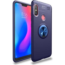Kvy Xiaomi Redmi  Note 6 Pro Yüzüklü Manyetik Ravel Kılıf Nano Ekran Koruyucu Full Setmavi