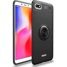 Kvy Xiaomi Redmi 6A Yüzüklü Manyetik Ravel Kılıf Nano Ekran Koruyucu Full Setsiyah