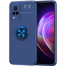 Kvy Vivo V21E Yüzüklü Manyetik Ravel Kılıf Mavi