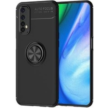 Kvy Oppo Reno3 Pro Yüzüklü Manyetik Ravel Kılıf Siyah