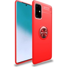 Kvy Samsung Galaxy A51 Yüzüklü Manyetik Ravel Kılıf Kırmızı
