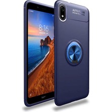Kvy Xiaomi Redmi 7A Yüzüklü Manyetik Ravel Kılıf Mavi
