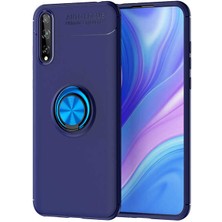 Kvy Huawei P Smart S Yüzüklü Manyetik Ravel Kılıf Nano Ekran Koruyucu Full Setmavi