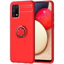 Kvy Samsung Galaxy A02S Yüzüklü Manyetik Ravel Kılıf Nano Ekran Koruyucu Full Setkırmızı