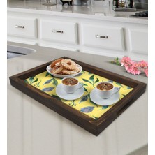 Bk Gift Yapraklar Tasarımlı Doğal Ahşap Tepsi-4