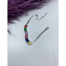Noble Gökkuşağı Zirkon Taşlı Altın Kaplama Bileklik