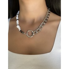 Noble Aurora Doğal Taşlı Silver Gümüş Zincirli Tasarım Kadın Kolye
