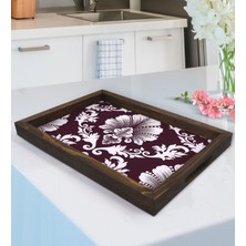 Bk Gift Retro Motif Tasarımlı Doğal Ahşap Tepsi-7