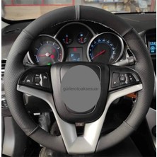 Chevrolet Aveo Alkantra-Karbon Yüzüklü Direksiyon Kılıf Gri Ipli