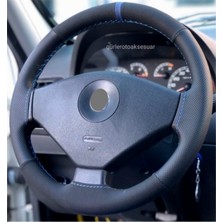 Gürler Oto Aksesuar Fiat Punto Direksiyon Kılıfı Alkantra Delikli Mavi Yüzüklü