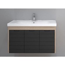 Denko Turkuaz Frame Etajerli Lavabo 90*45CM-MOSTAR 90 Alt Modül -Siyah