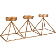 Karaca Home Geometri 3'lü Mumluk Gold 36X13CM