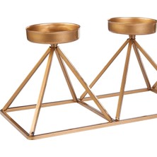 Karaca Home Geometri 3'lü Mumluk Gold 36X13CM