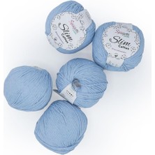 Spagettiyarn Bebe Mavi Slim Cotton Ip - 5'li Set