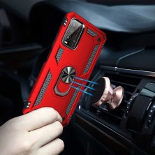 CoverZone Xiaomi Redmi 9t Kılıf Shockproof Yüzük Tutuculu Mega Case Gri