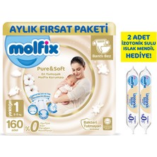 Molfix Pure and Soft Bebek Bezi Yeni Doğan 160 Adet + 2 Adet İzotonik Sulu Islak Mendil Yenidoğan Hediyeli