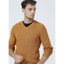 Fabrika V Yaka Basic Deve Tüyü Erkek Kazak - BUTTON-Y