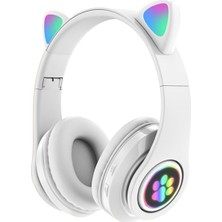 Sonia Kedi Kulağı Detaylı Bluetooth Kablosuz Rengarenk Işıklı Rgb Pembe Oyuncu Kulaklık