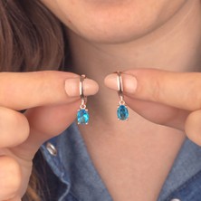 Miavi Silver 925 Ayar Gümüş Aquamarine Taşlı Sallantılı Küpe