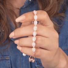 Miavi Silver 925 Ayar Gümüş Damla Pırlanta Modeli Asansörlü Bileklik