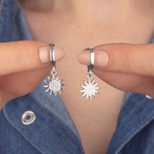 Miavi Silver 925 Ayar Gümüş Güneş Sallantılı Küpe