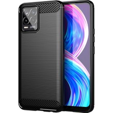 Microcase Realme 8 - Realme 8 Pro Brushed Carbon Fiber Silikon Kılıf - Siyah