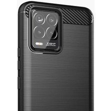 Microcase Realme 8 - Realme 8 Pro Brushed Carbon Fiber Silikon Kılıf - Siyah