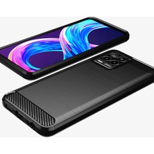 Microcase Realme 8 - Realme 8 Pro Brushed Carbon Fiber Silikon Kılıf - Siyah