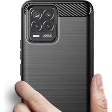 Microcase Realme 8 - Realme 8 Pro Brushed Carbon Fiber Silikon Kılıf - Siyah