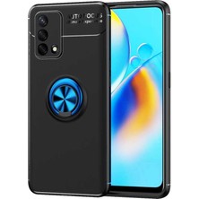 Kvy Oppo A74 Yüzüklü Manyetik Ravel Kılıf Siyah Mavi