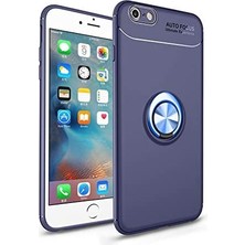 Kvy iPhone 8 Yüzüklü Manyetik Ravel Kılıf Mavi