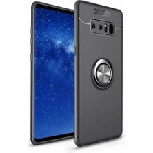 Kvy Samsung Galaxy Note 8 Yüzüklü Manyetik Ravel Kılıf Siyah