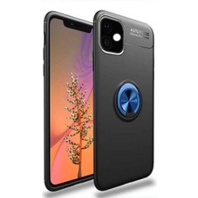 Kvy iPhone 11 Pro Max Yüzüklü Manyetik Ravel Kılıf Siyah Mavi