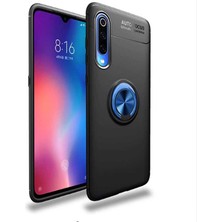Kvy Samsung Galaxy A50 Yüzüklü Manyetik Ravel Kılıf Siyah Mavi