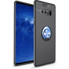 Kvy Samsung Galaxy Note 8 Yüzüklü Manyetik Ravel Kılıf Siyah Mavi