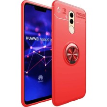 Kvy Huawei Mate 20 Lite Yüzüklü Manyetik Ravel Kılıf Kırmızı