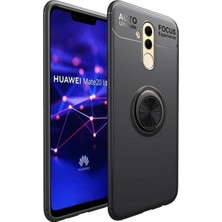 Kvy Huawei Mate 20 Lite Yüzüklü Manyetik Ravel Kılıf Siyah