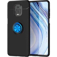 Kvy Xiaomi Redmi Note 9 Pro Yüzüklü Manyetik Ravel Kılıf Siyah Mavi