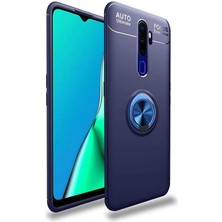 Kvy Oppo A9 2020 Yüzüklü Manyetik Ravel Kılıf Mavi